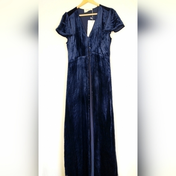 90"s Huzhou Blue Velvet Japanese Maxi Dress Fairycore Grunge 90s Y2K Medium - Picture 3 of 14